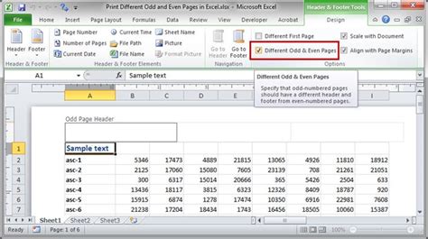 Print Different Headers for Odd and Even Pages in Excel.